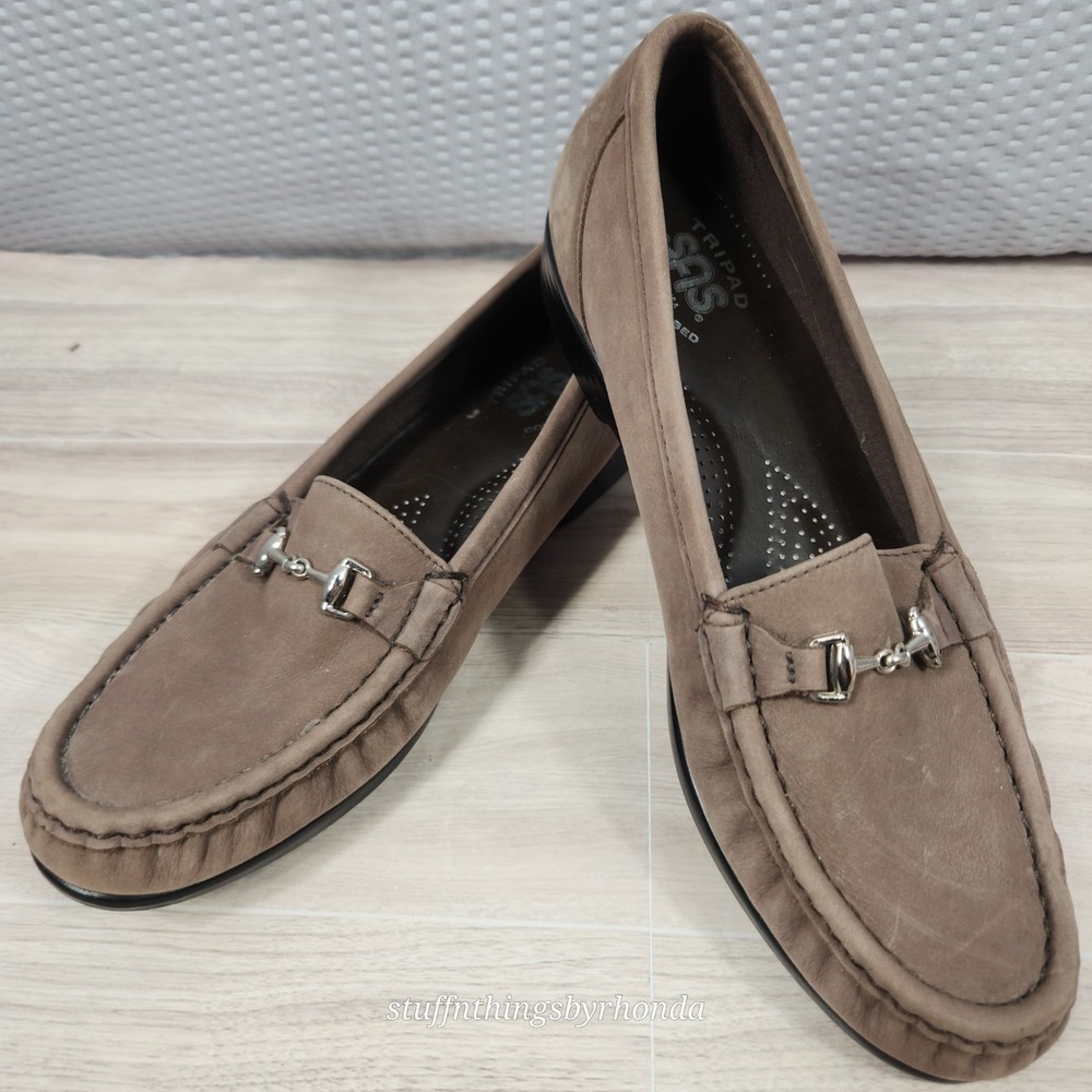 SAS Tripad Comfort Metro Women's Taupe‎ Leather Horsebit Loafers Size 8 N